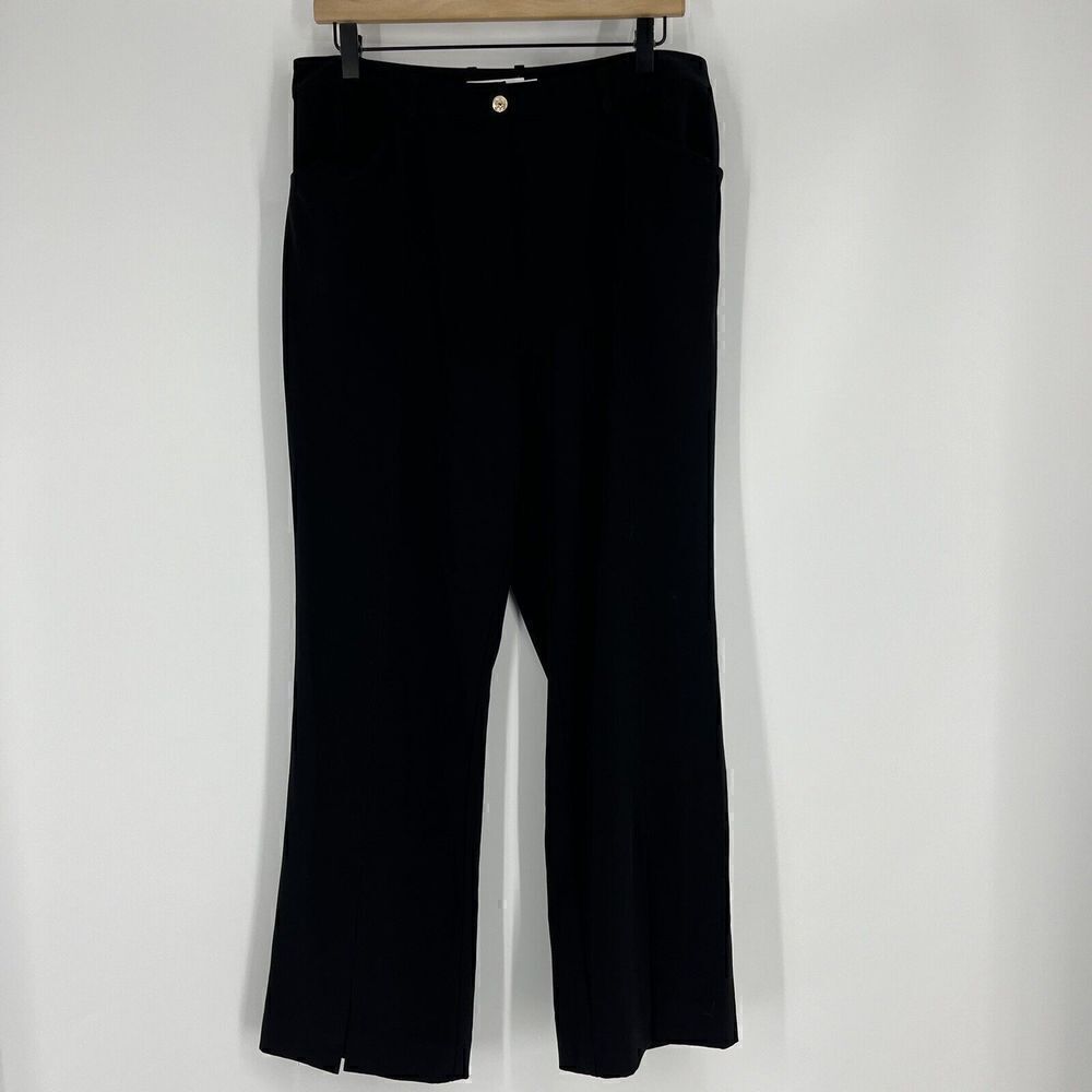 Jonathan Simkhai Pants Size 12 Womens Black Ivy Front Slit Leg Twill Trouser